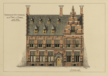 216245 Opstand van de voorgevel van het huis Drift 17 te Utrecht, in gebruik bij de Utrechtse Hypotheekbank.